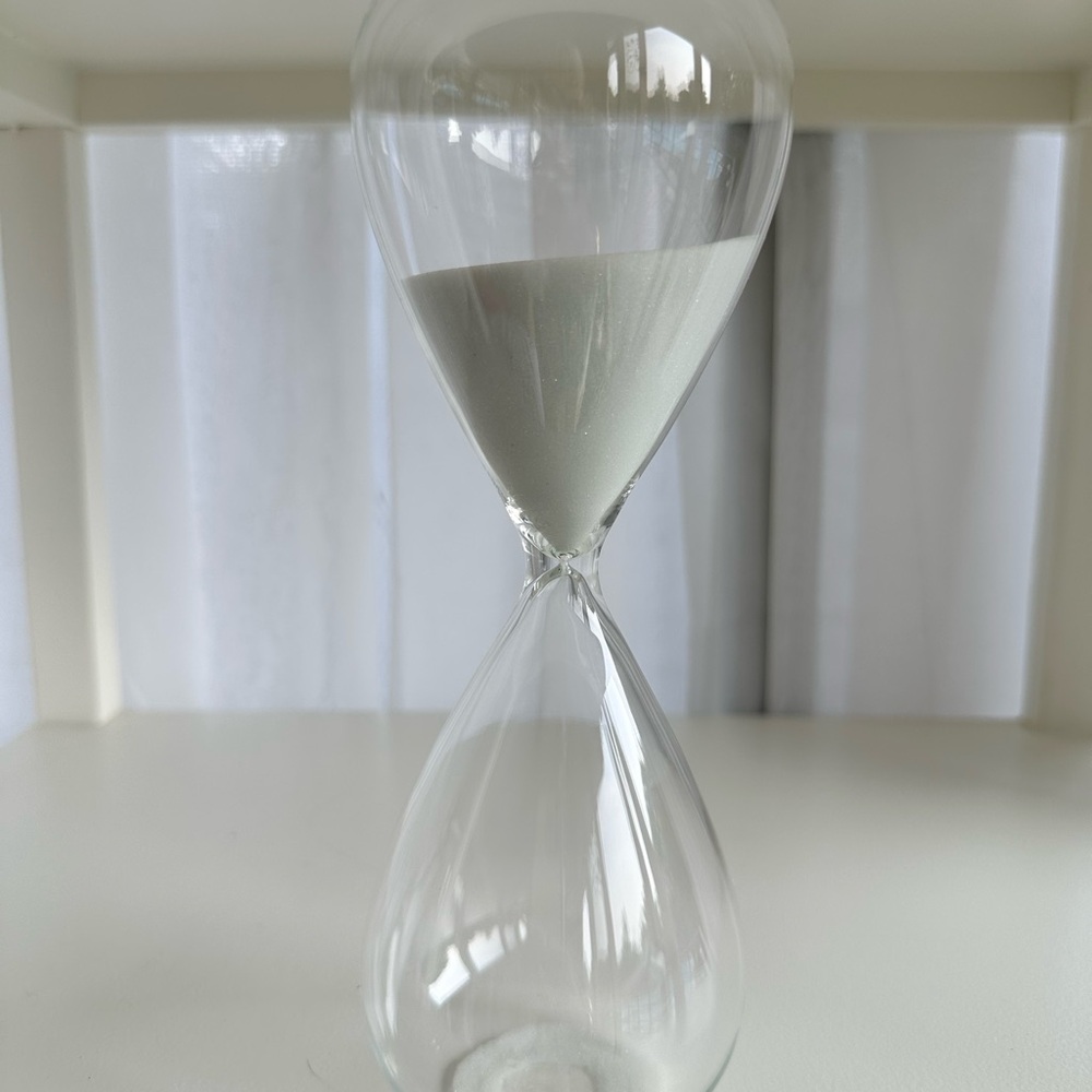 Clear Glass Hourglass with White Sand